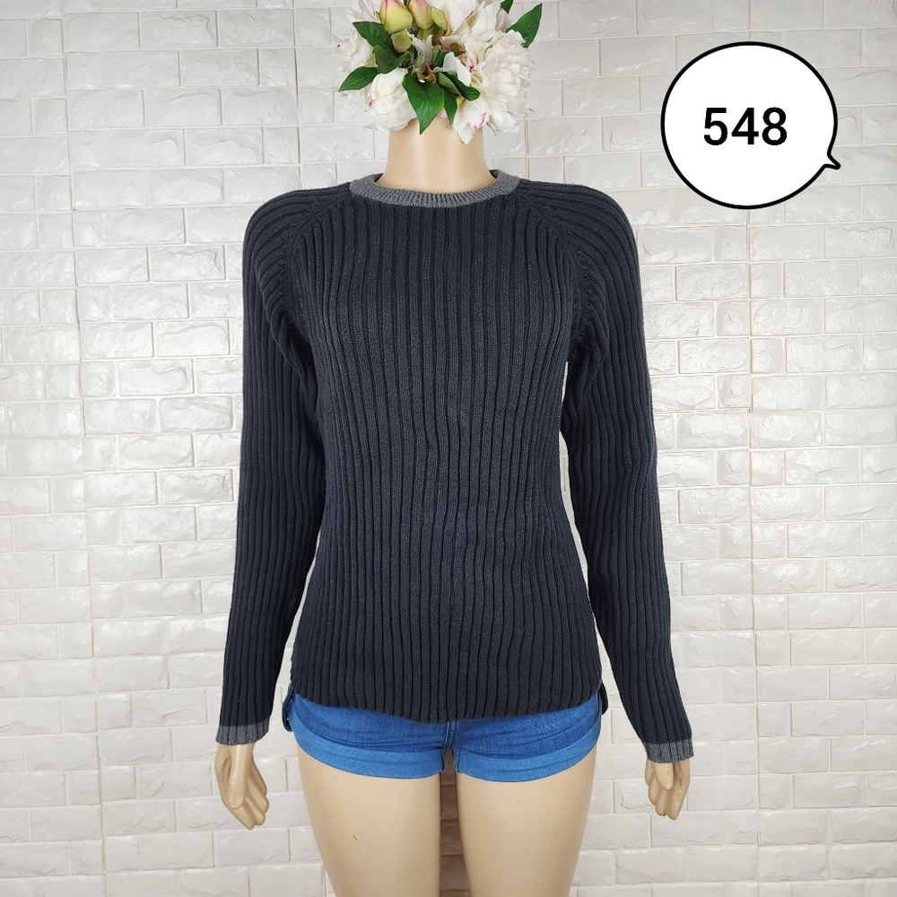 blue issue medium black rib knit mock sweater - Picture 1 of 5